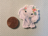 Second view of the Adorable Elephant with a Pink Hibiscus Flower Needle Minder