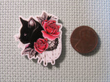 Second view of the Black Cat with Red Roses Needle Minder