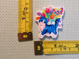 Fourth view of the Stripped Blue Flower Kitty Needle Minder