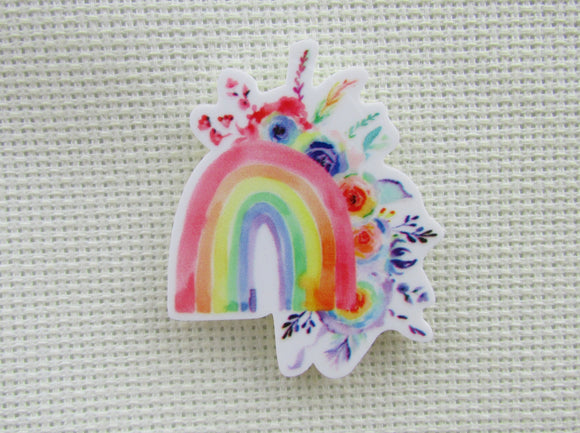 First view of floral rainbow needle minder.