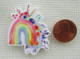 Second view of floral rainbow needle minder.