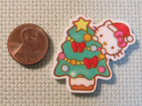 Second view of the Cute White Kitty with a Christmas Tree Needle Minder