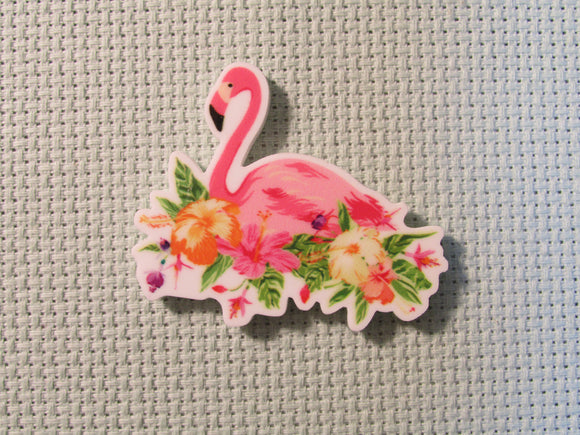 First view of the Pink Flamingo with Flowers Needle Minder