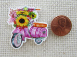 Second view of Purple Scooter with Beautiful Flowers Needle Minder.