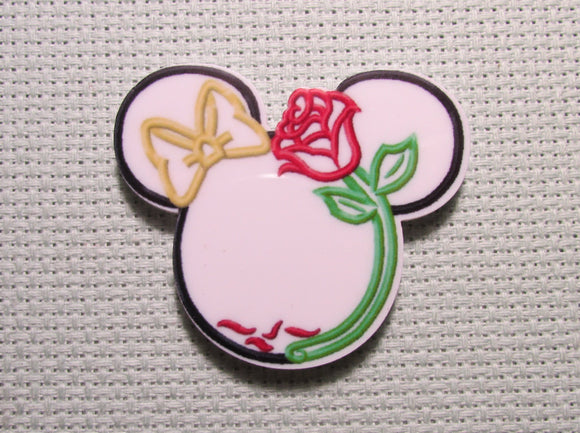 First view of the Beauty and the Beast Mickey Head Rose Needle Minder