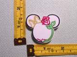 Third view of the Beauty and the Beast Mickey Head Rose Needle Minder