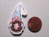 Second view of the Light Blue Wreath Holding Christmas Gnome Needle Minder