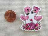 Second view of A Pair of Flamingos Needle Minder.