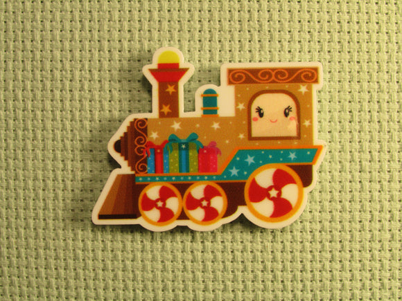 First view of the Gingerbread Train Needle Minder